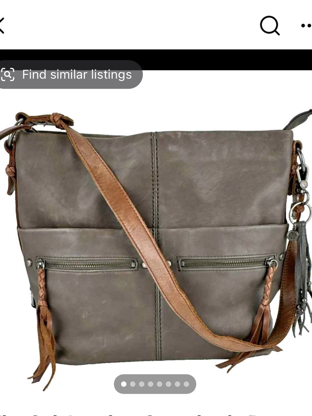 The Sak Leather Messenger Bag - Taupe Body with Brown Trim